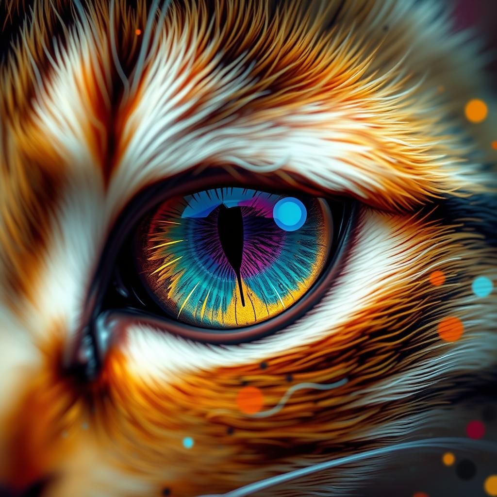 Kaleidoscopic Cat Iris in Digital Art Style