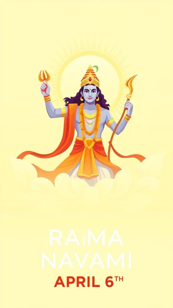 Hindu God Rama Triumphs Over Adversity in Vibrant Color