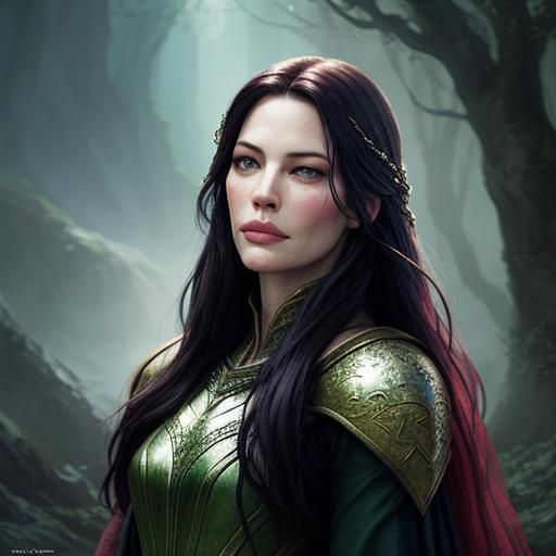 Arwen Portrait: Hyperrealistic Digital Splash Art
