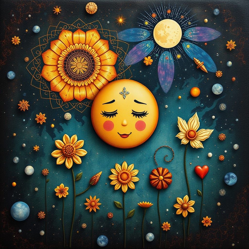 Ethereal Emoji in Cosmic, Mystical Landscape