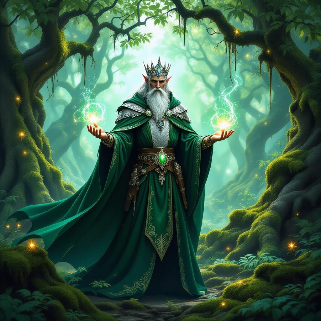 Elven King in Enchanted Forest Digital Painting