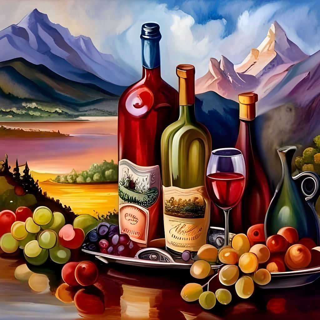 Antique Wine Bottles in Watercolor Splash Art