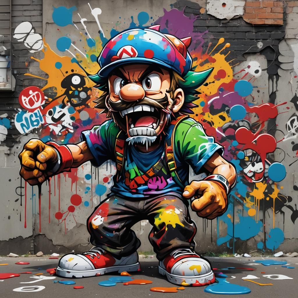 Gritty Graffiti Art: Nintendo Brawl Character