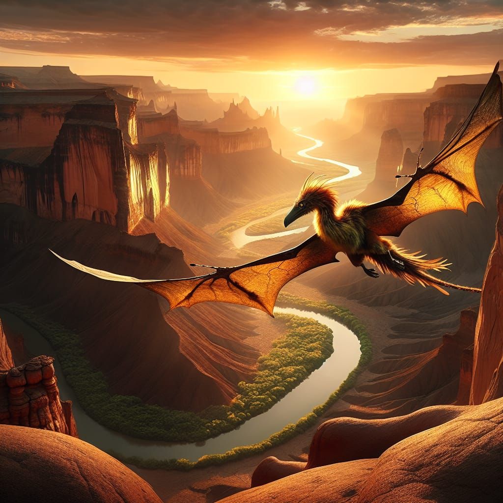 Majestic Desert Avian Soars at Sunset