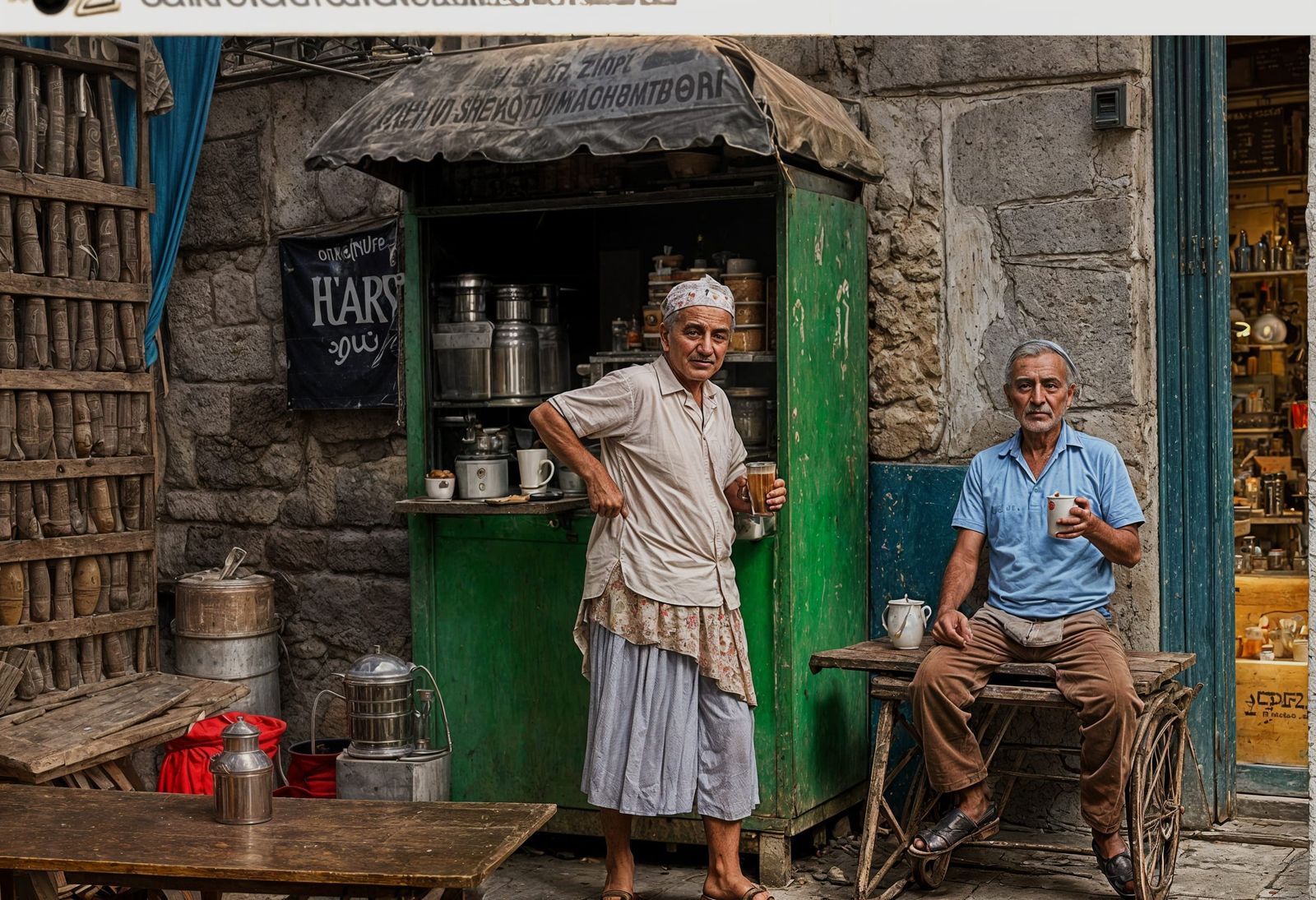 Istanbul Coffee Seller and Customer in Photorealistic Style