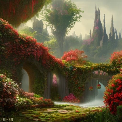 Fantastical Secret Garden: Detailed Matte Painting