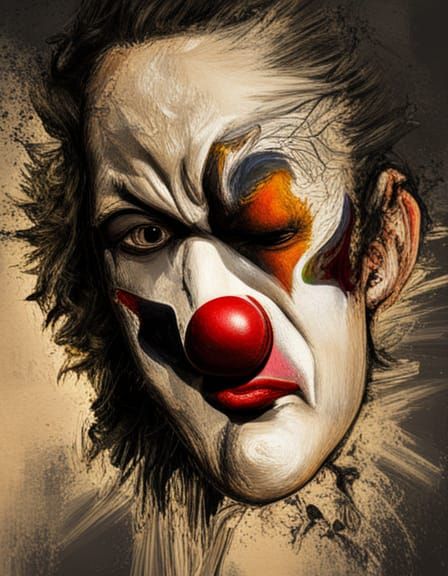 Hyperrealistic Clown Face Made of Geese