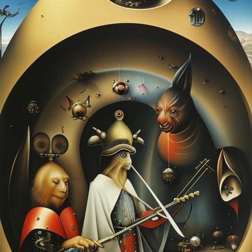 Bizarre Alien World Inspired by Bosch, Airbrushed