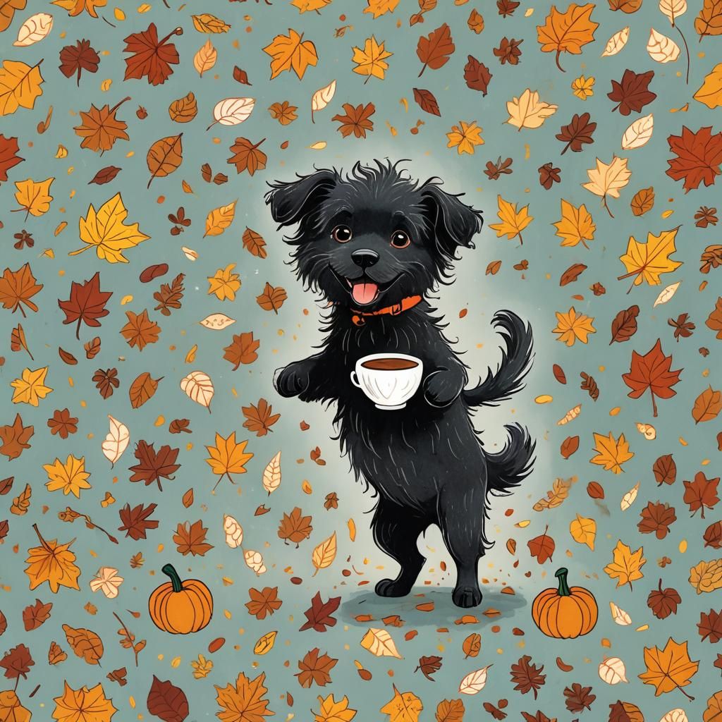 Dog with Coffee: Children's Book Illustration Style