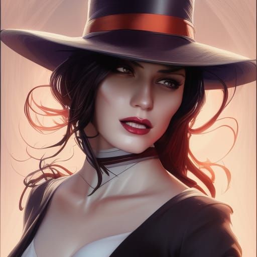 Zatanna Portrait in Hyperdetailed Art Nouveau Style