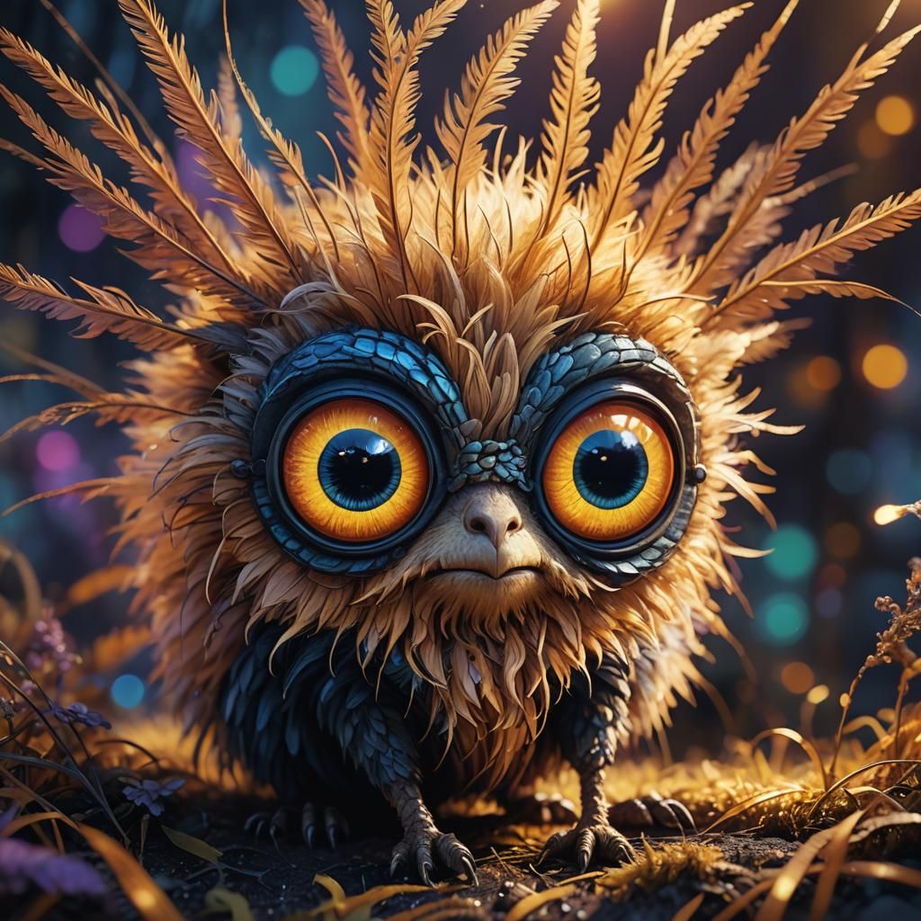 Magical Creature with Big Eyes in Digital Painting Style