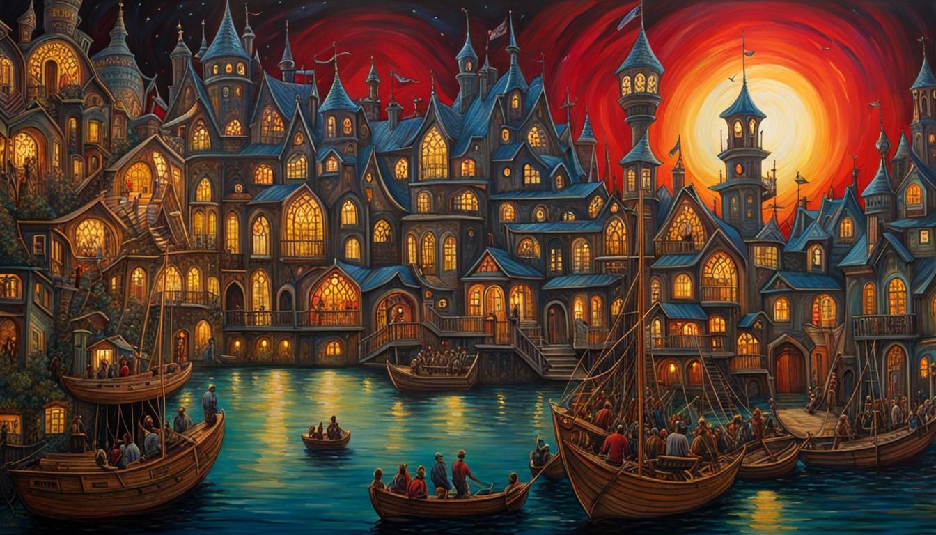 Dramatic Gallery Exhibit of Romantic Paintings