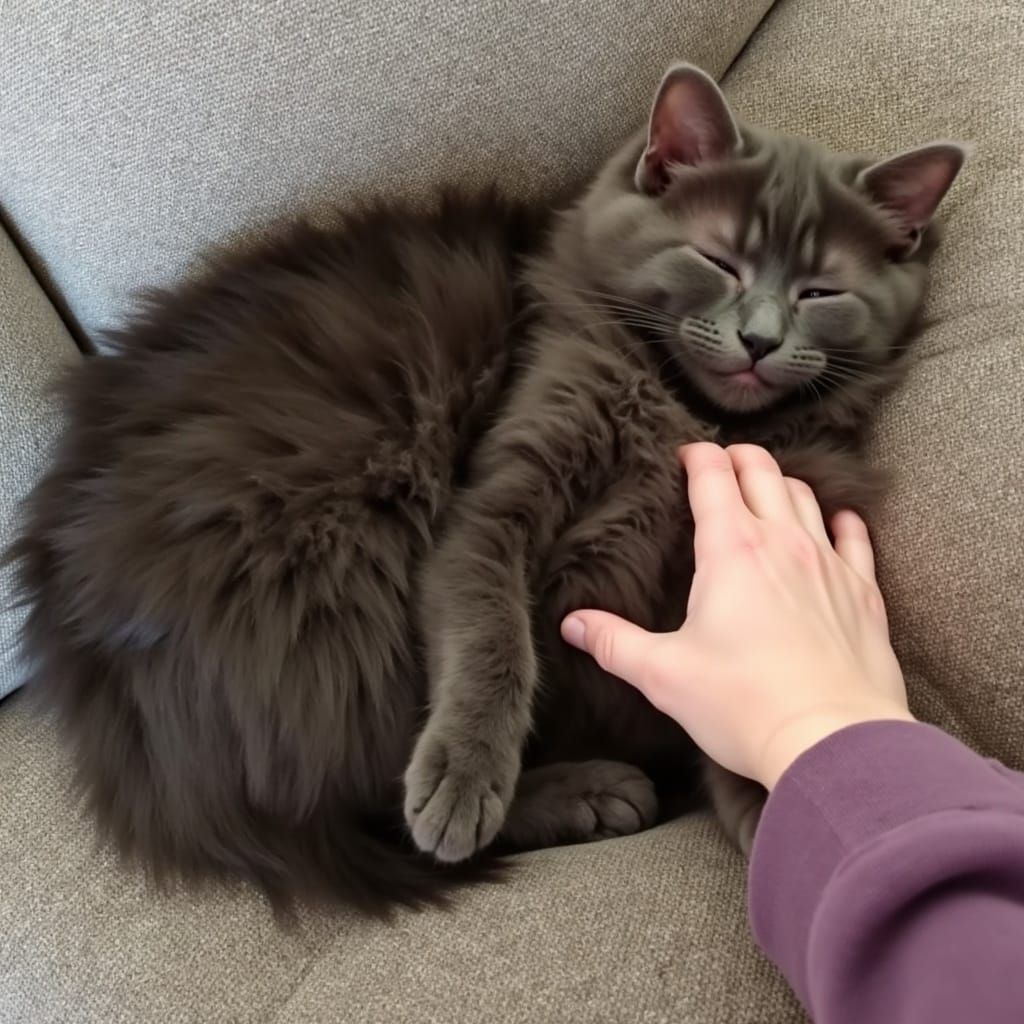 Whimsical Tabby Cat in Relaxing Pose, Cyberpunk Inspired