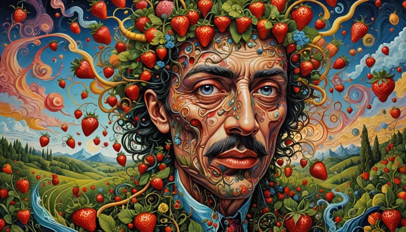 Psychedelic Surrealist Dreamscape in Oil on Canvas