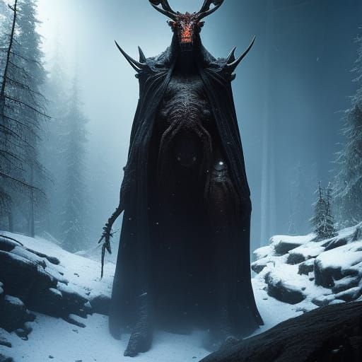 Photorealistic Wendigo in Dynamic Lighting