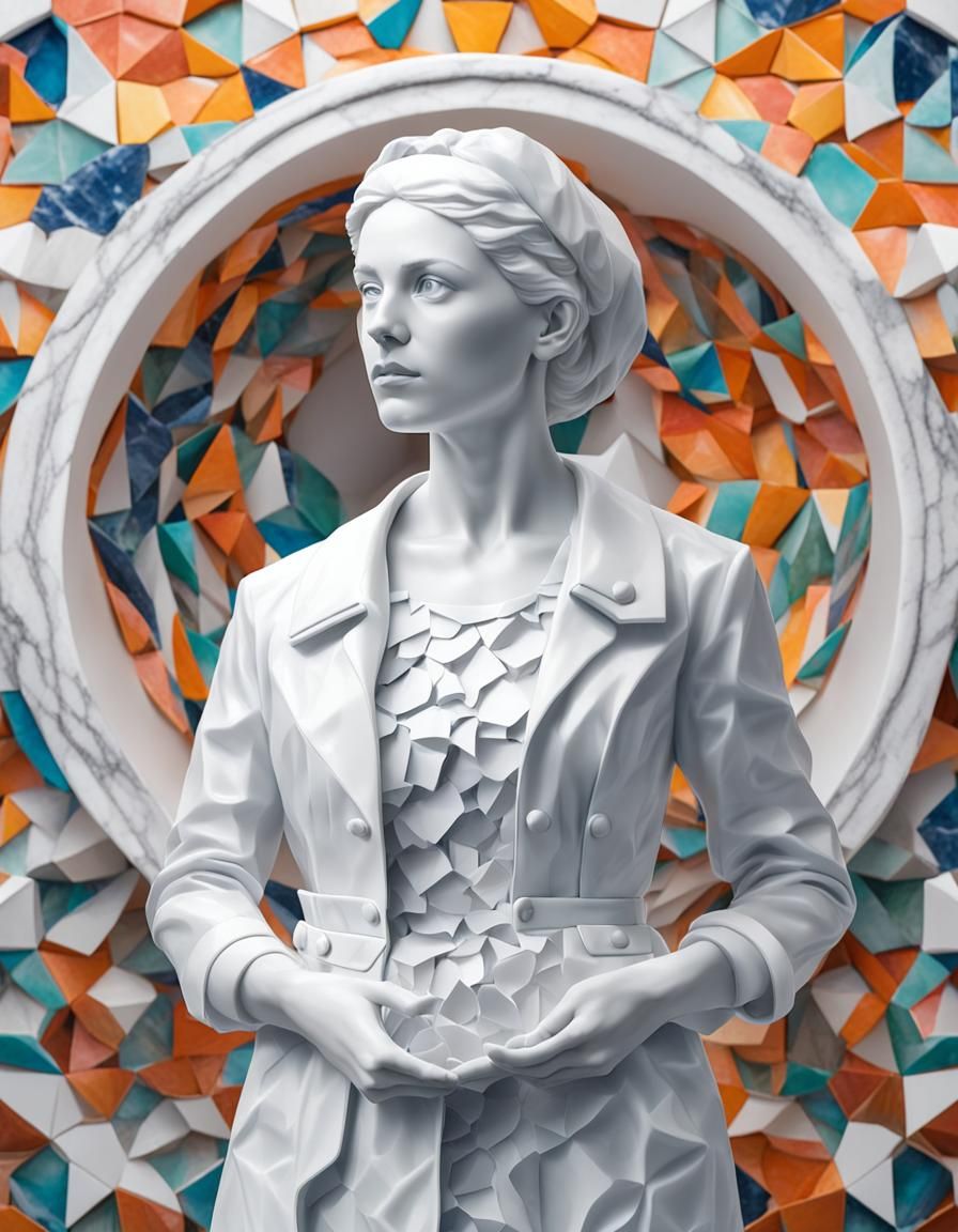 Hyperrealistic Marble Gynecologist Sculpture in Gothic Style