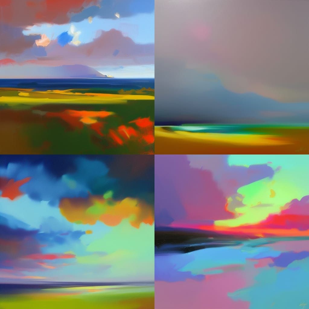 Abstract Landscape Painting with Dynamic Brushstrokes