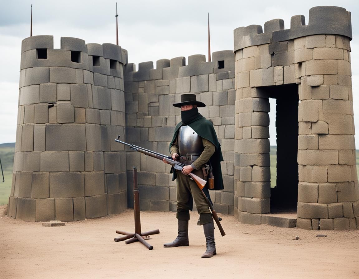 Armored Cowboy Defends Fort in Wild West Showdown