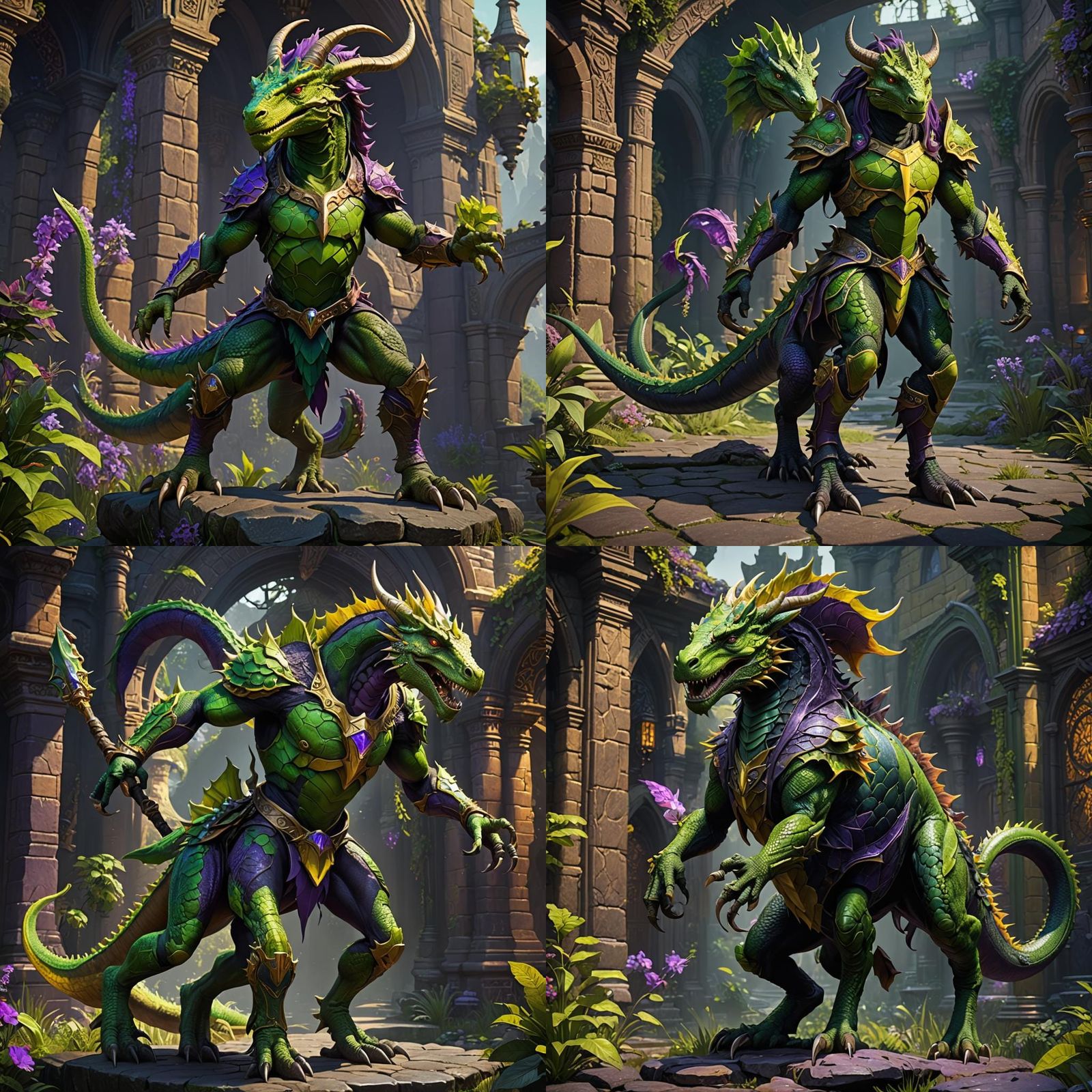 Lizardfolk Centaur in Dark Fantasy Style