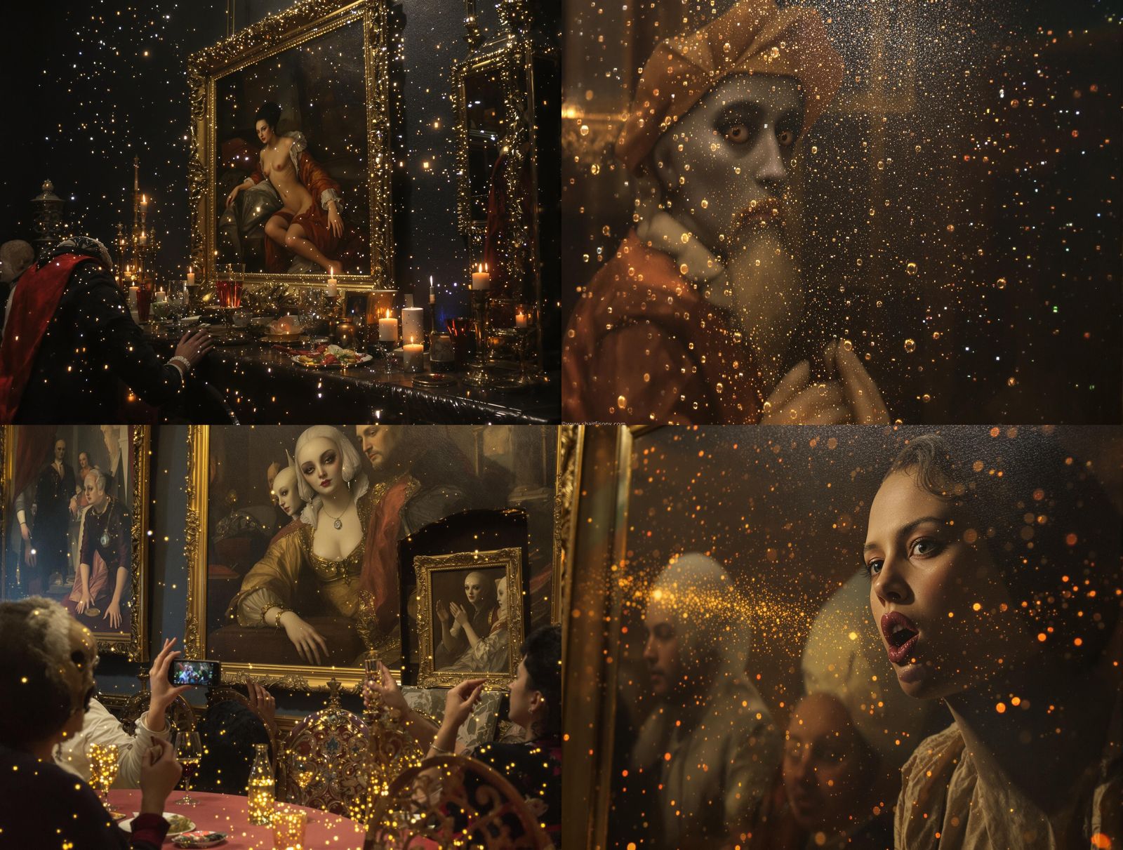 Old Master Paintings: Characters' Nightly Party in Hyperreal...
