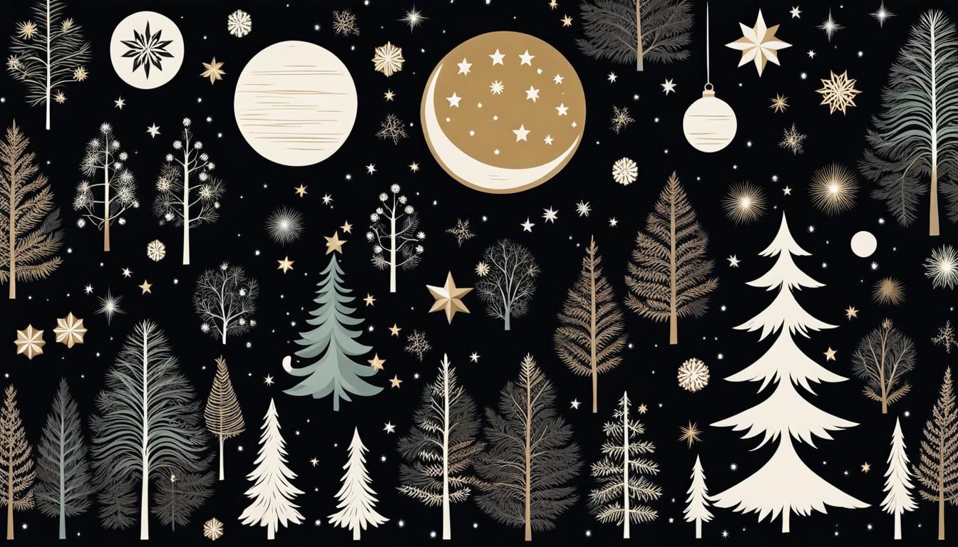 Vintage Woodland Christmas Design with Forest Elements