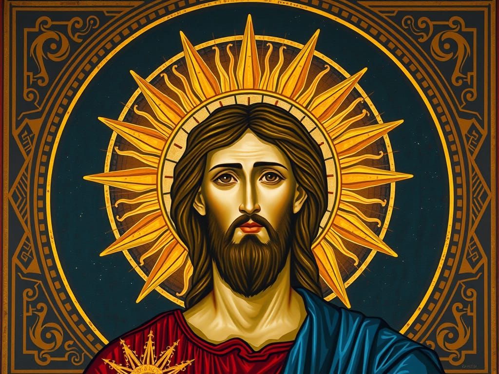 Christ as Sol Invictus in Russian Icon Style