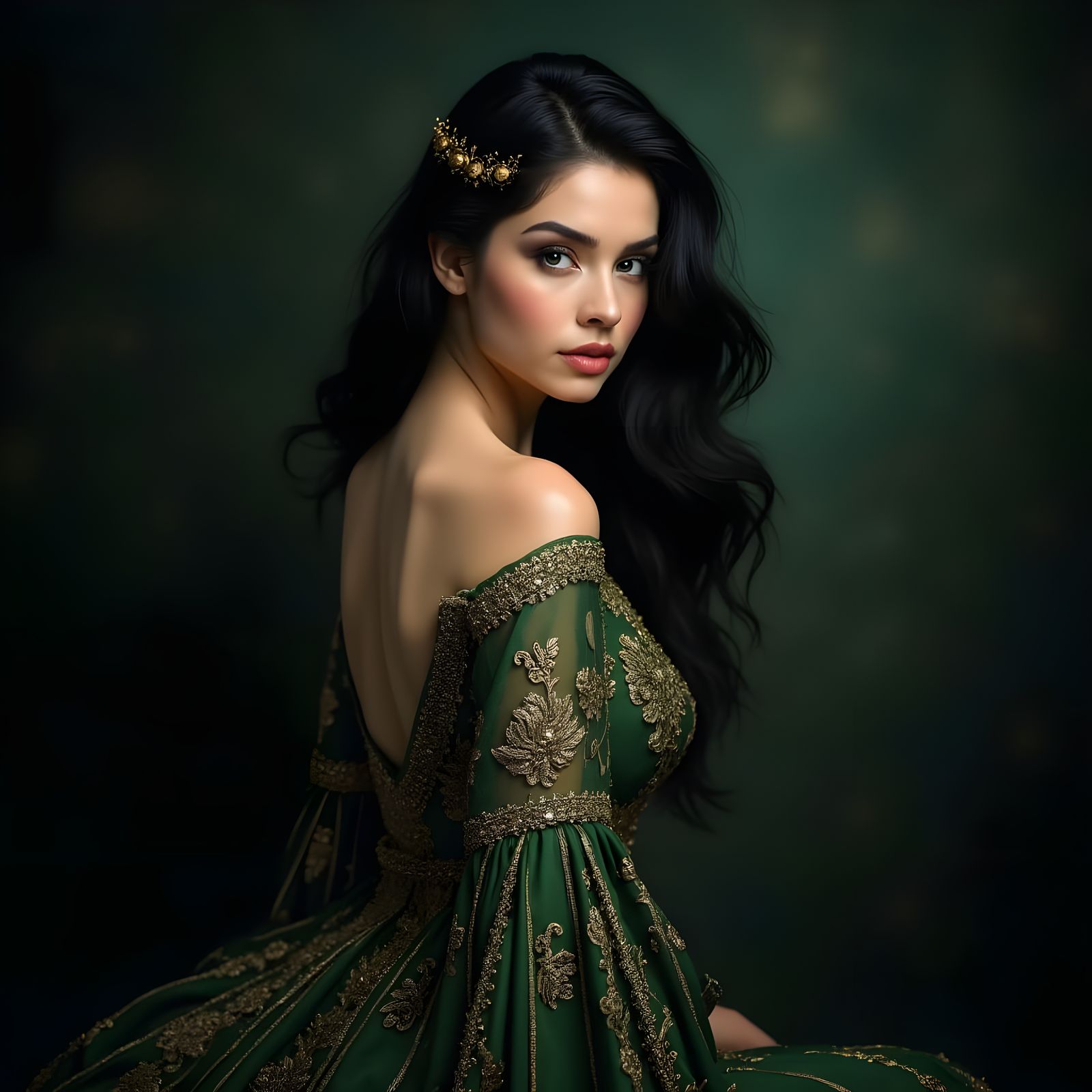 Gorgeous Woman Over Shoulder: Photographic, Realistic Portra...