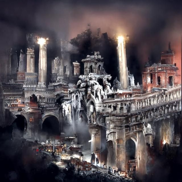 Steampunk Fall of Rome: Fiery Architectural Terror