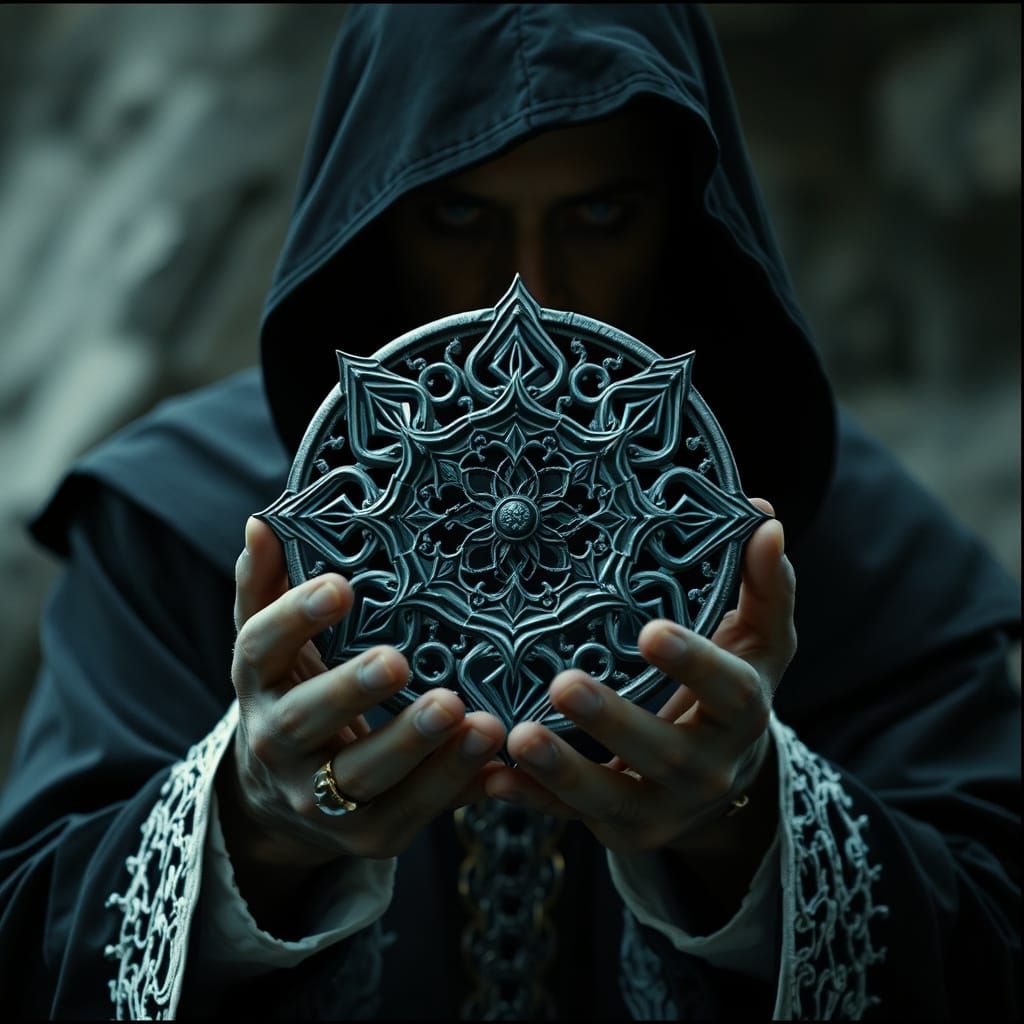 Arcane Figure with Artifact in Shadow