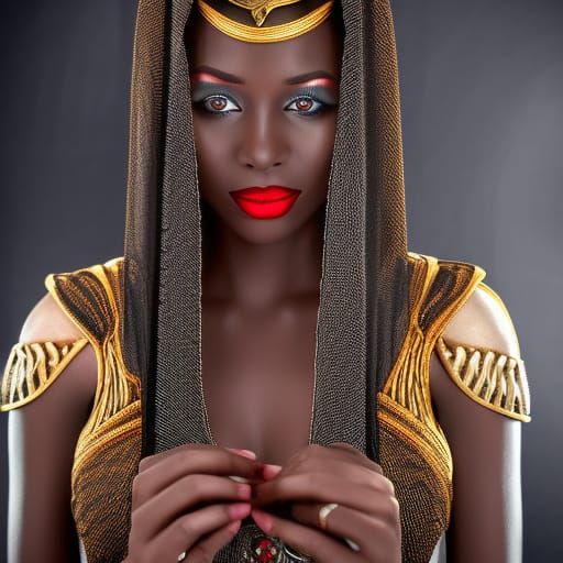 stunning African woman, Auset, modern Egyptian style clothin...