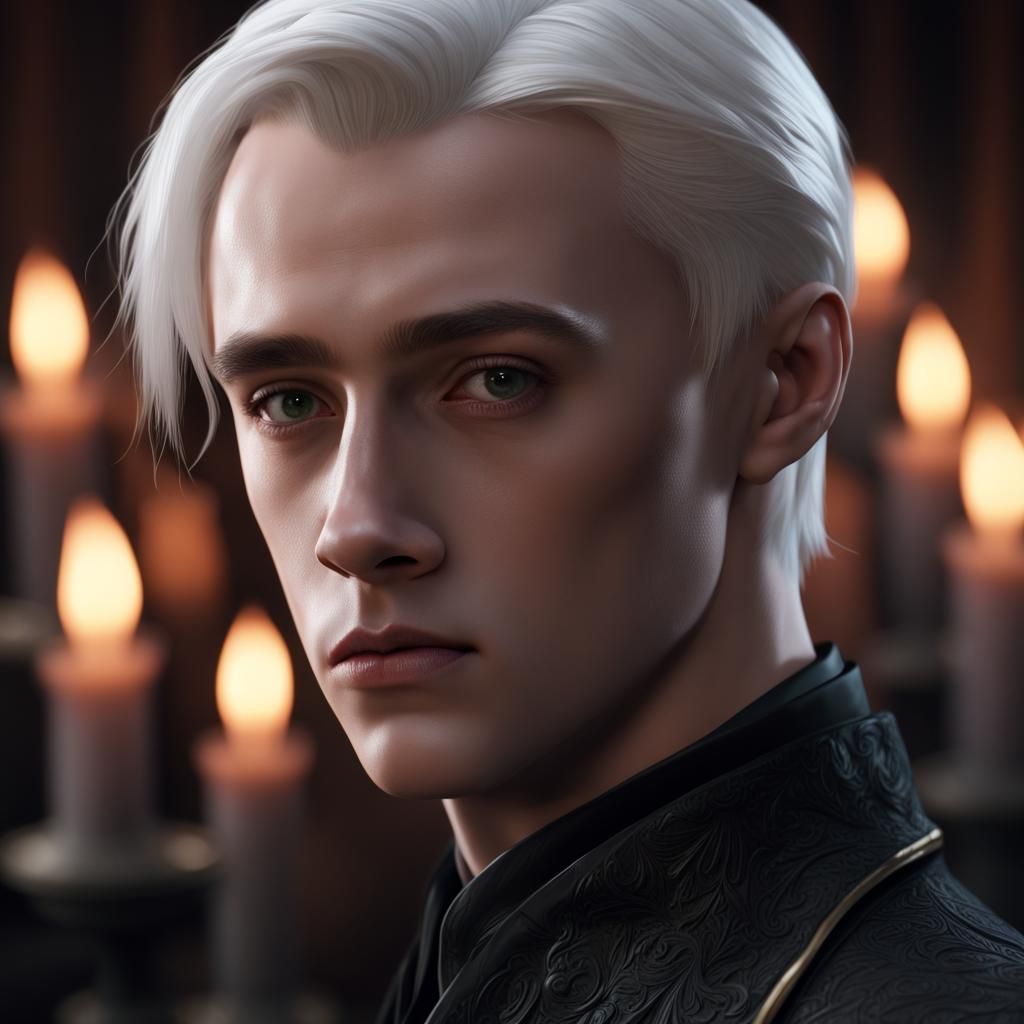 Attractive Young Draco Malfoy in Detailed Digital Painting