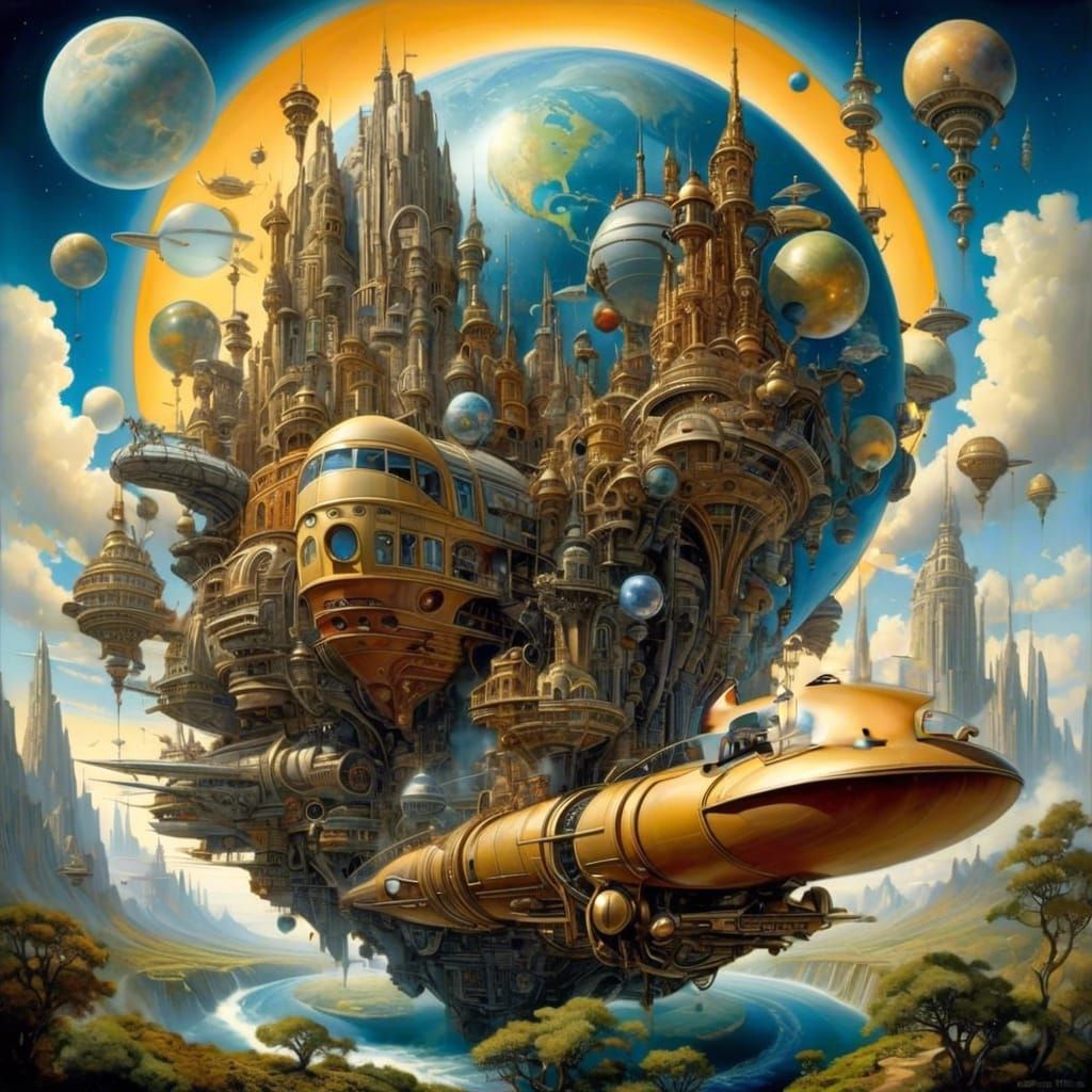 Futuristic Metropolis in Art Deco Style