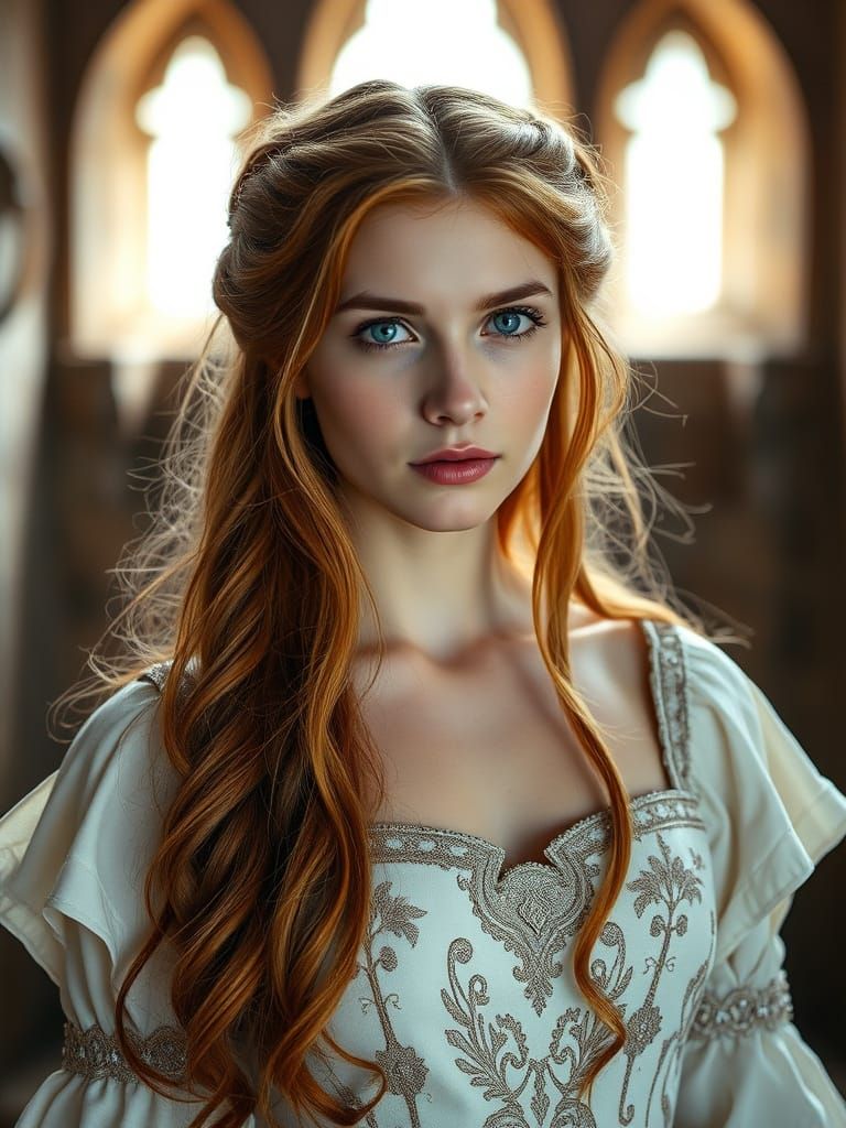 Medieval Princess in Royal Castle Splendor
