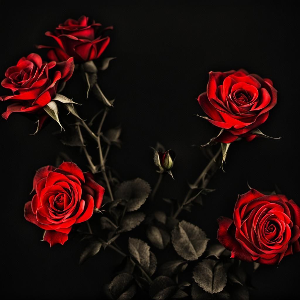 Black Roses with Red Backlight Glow