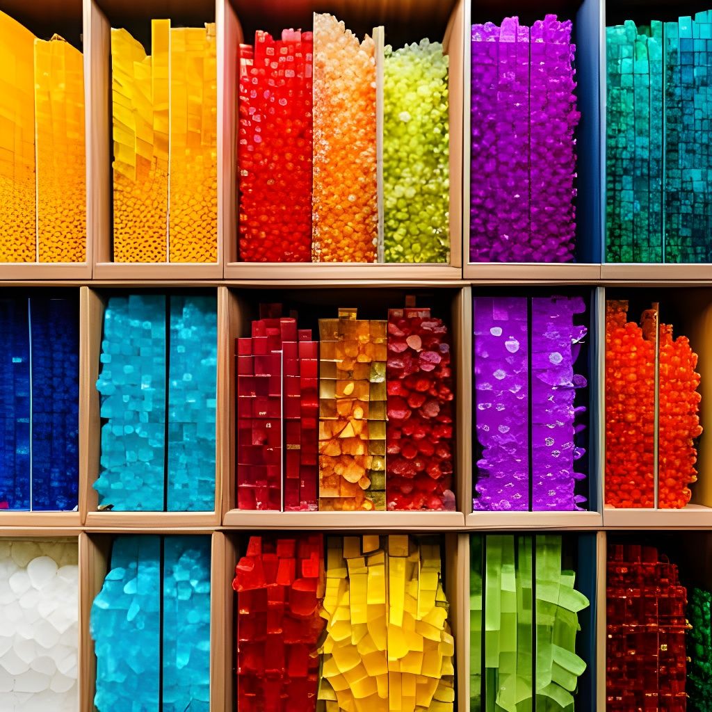 Colorful Crystals on Display Shelf in Shop