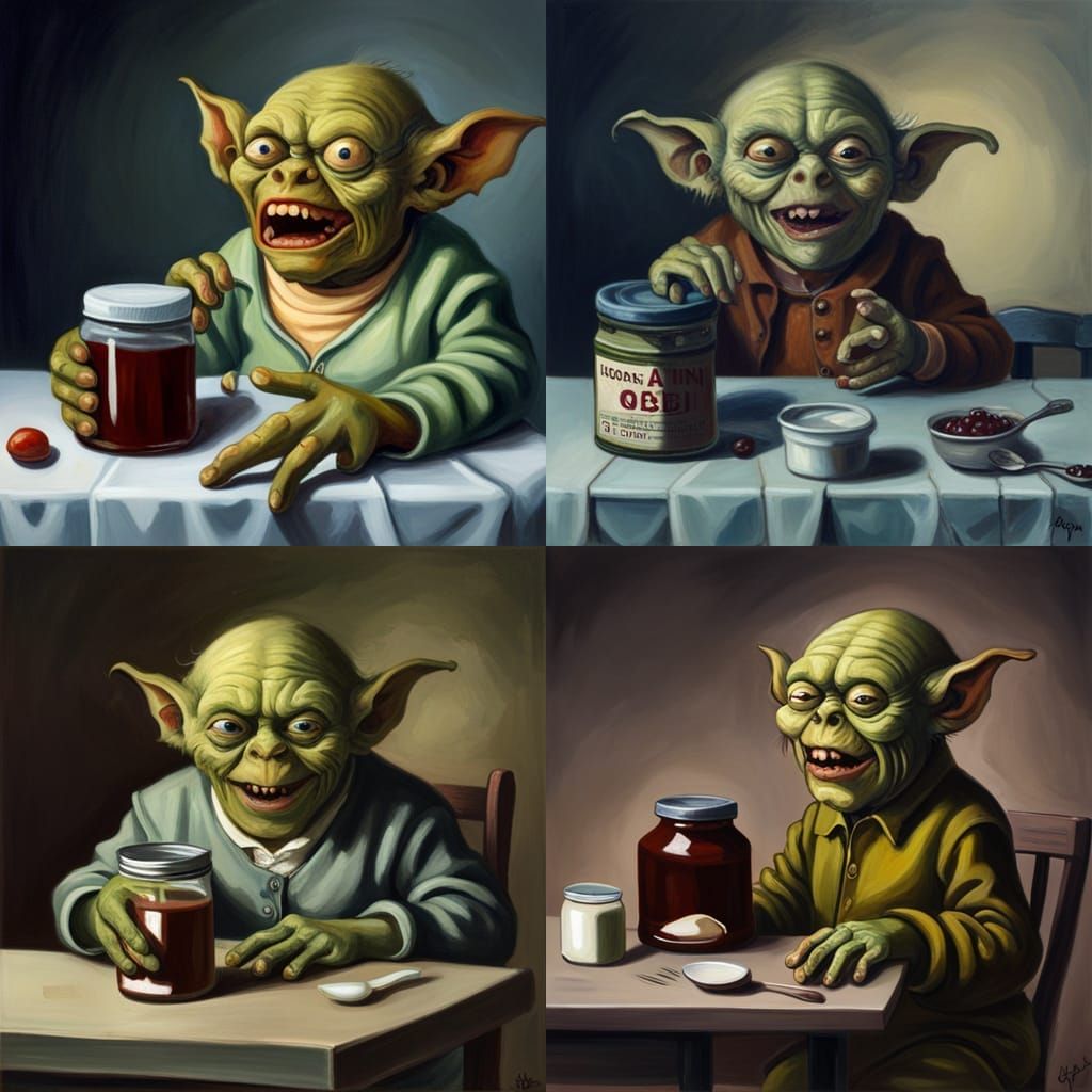 Goblin's Mayonnaise Breakfast: An Oil Painting