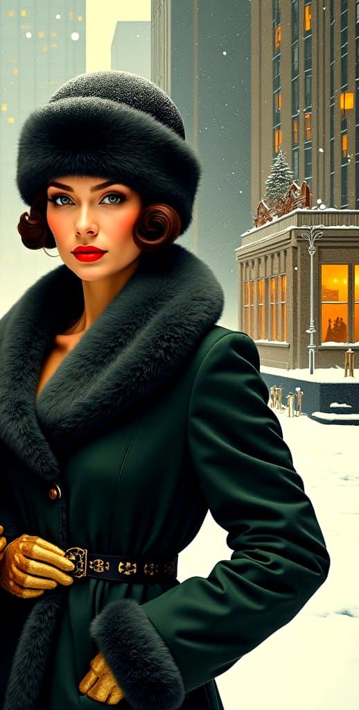 Glamorous Women in Art Deco Snow