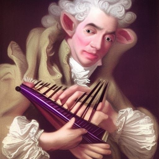 Vampire Lord Playing Harp in Classical Style