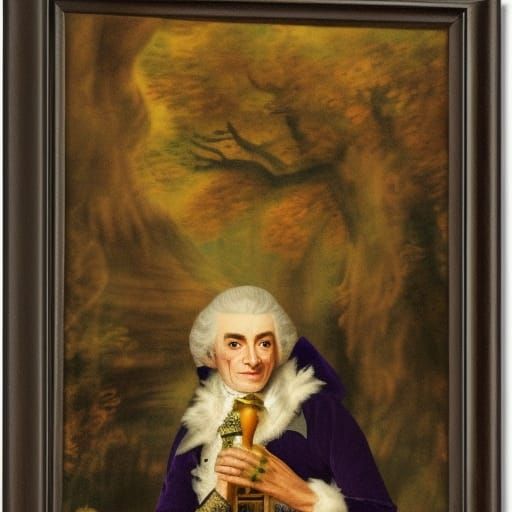 Kind Vampire Lord Playing Harp in Portrait Style