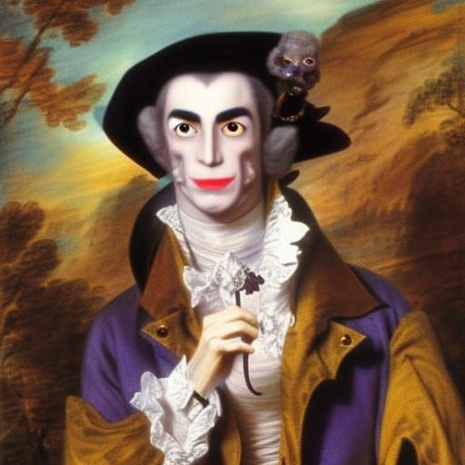 Vampire Lord Playing Harp in Gainsborough Style