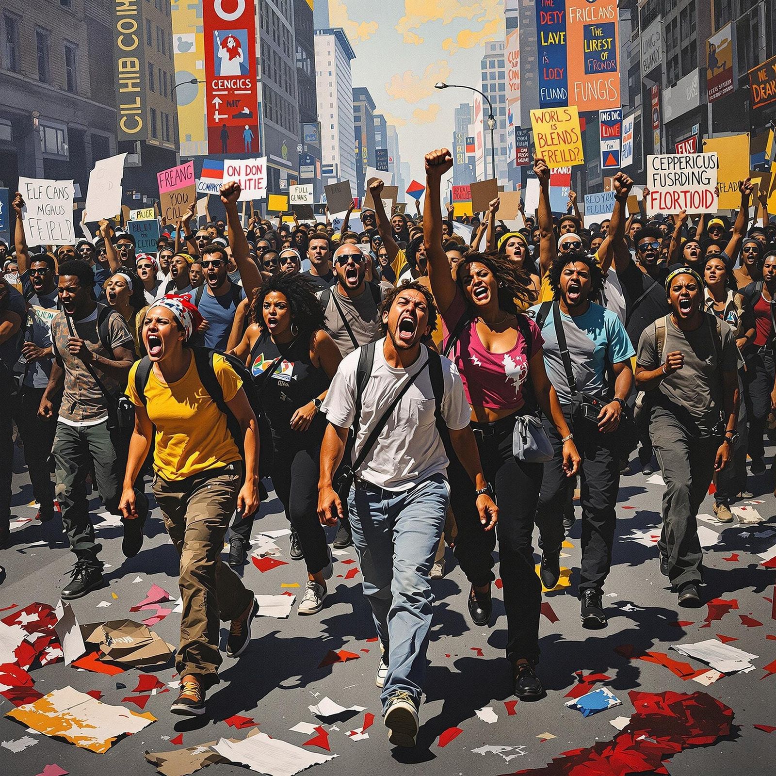 Protesters Scream Against War: Evocative Art