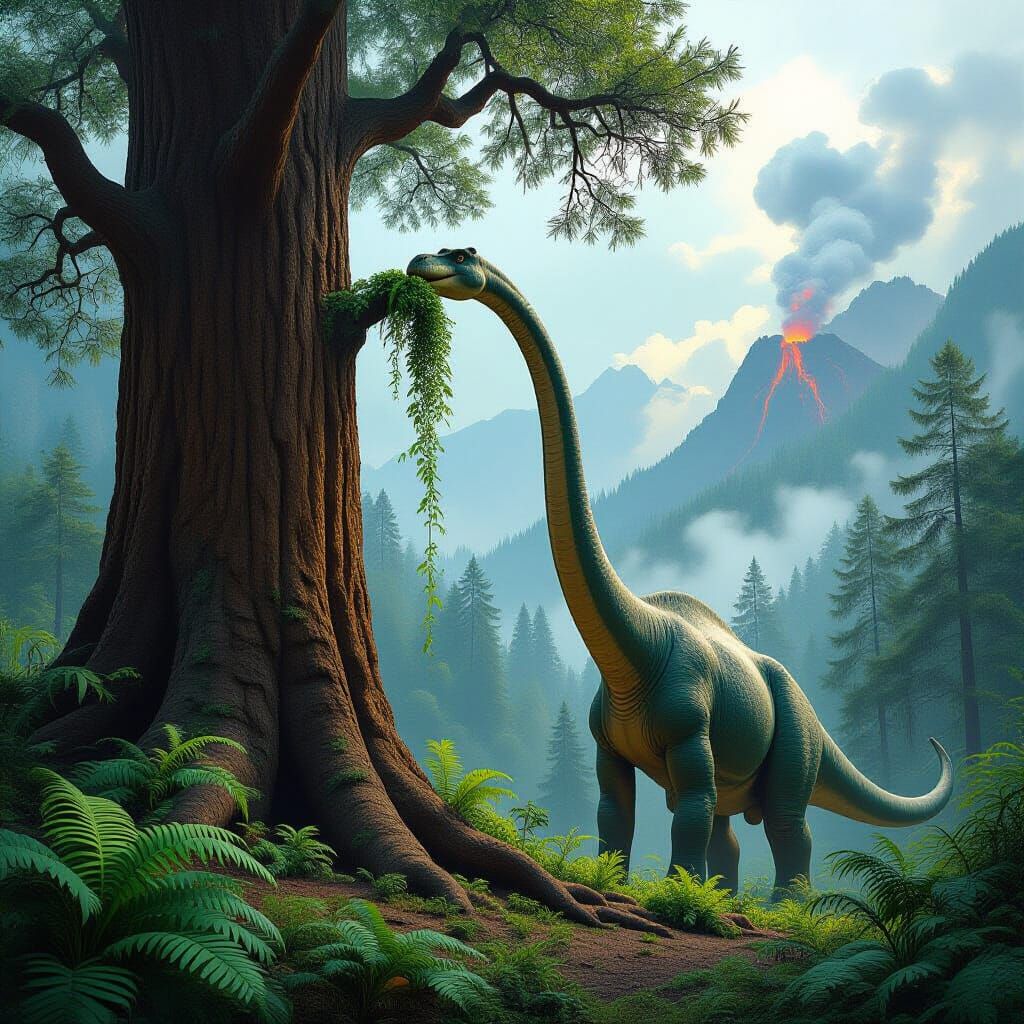Brachiosaurus in Prehistoric Forest, Digital Paleoart