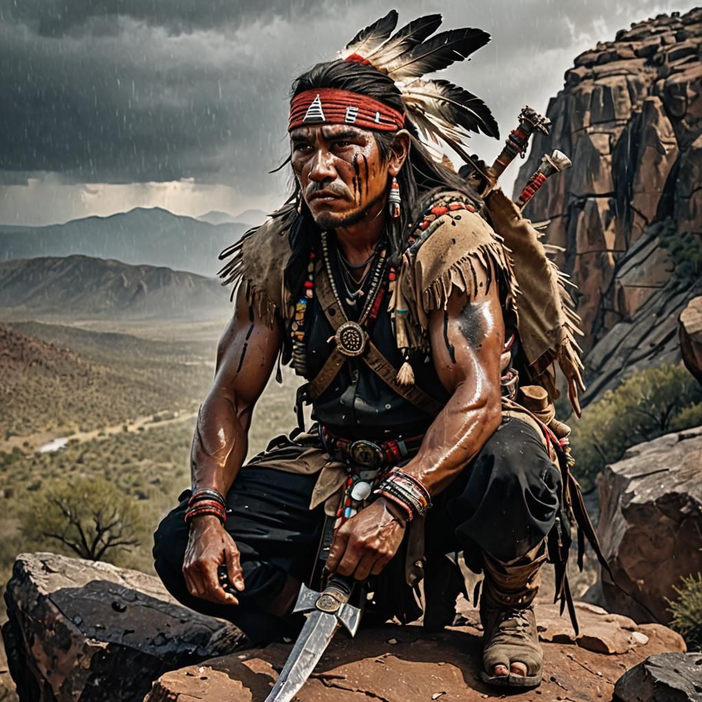 Apache Warrior Portrait Ready for Battle