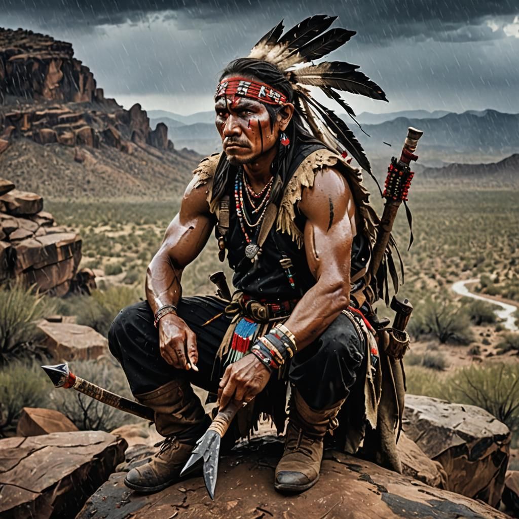 Apache Warrior Portrait Ready for Battle