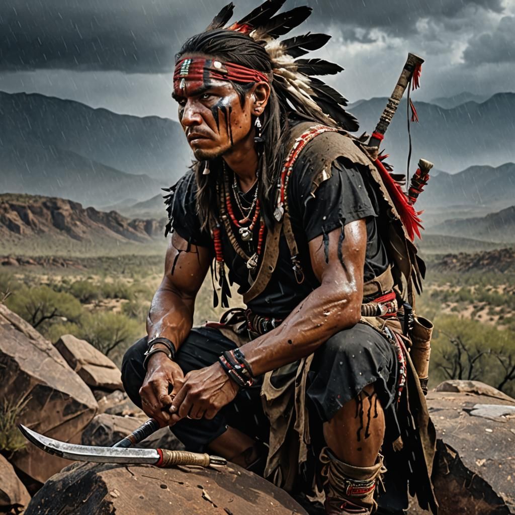 Apache Warrior Portrait Ready for Battle