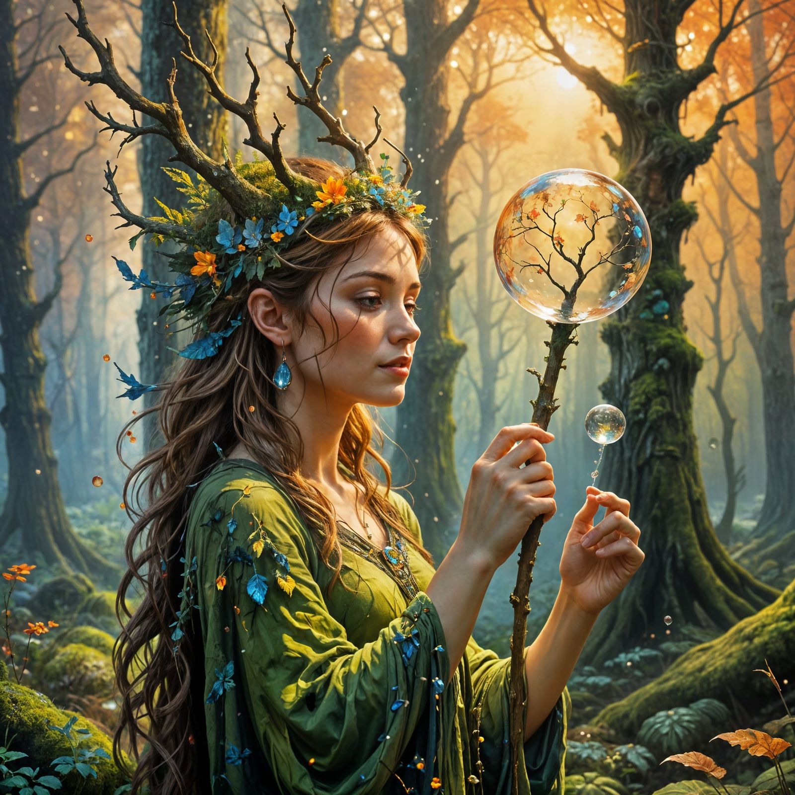 Forest Deity Emerges from Grove with Soap Bubbles