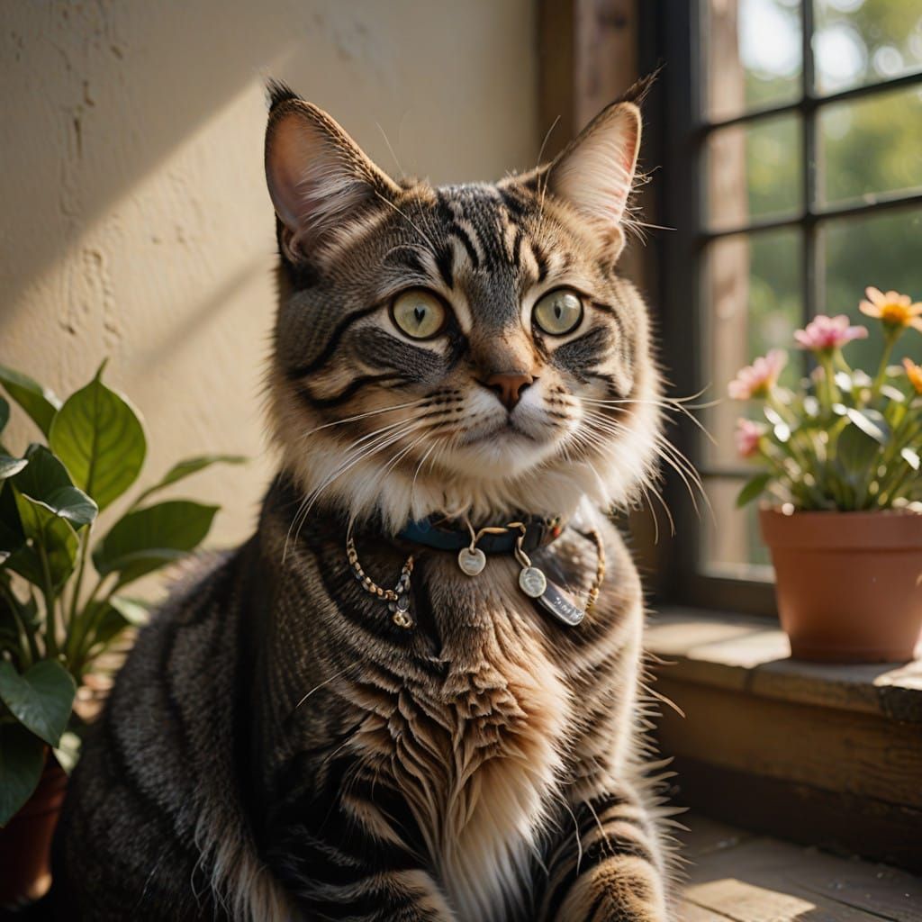 Pixiebob Cat in Warm, Sunlit Portrait