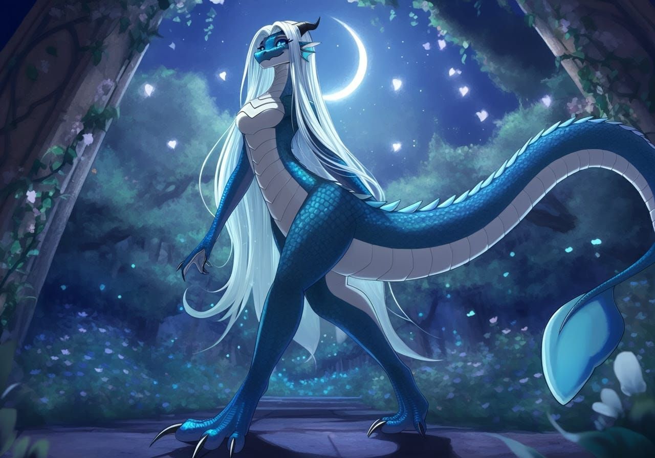 Dreamlike Fantasy Dragon Night Garden