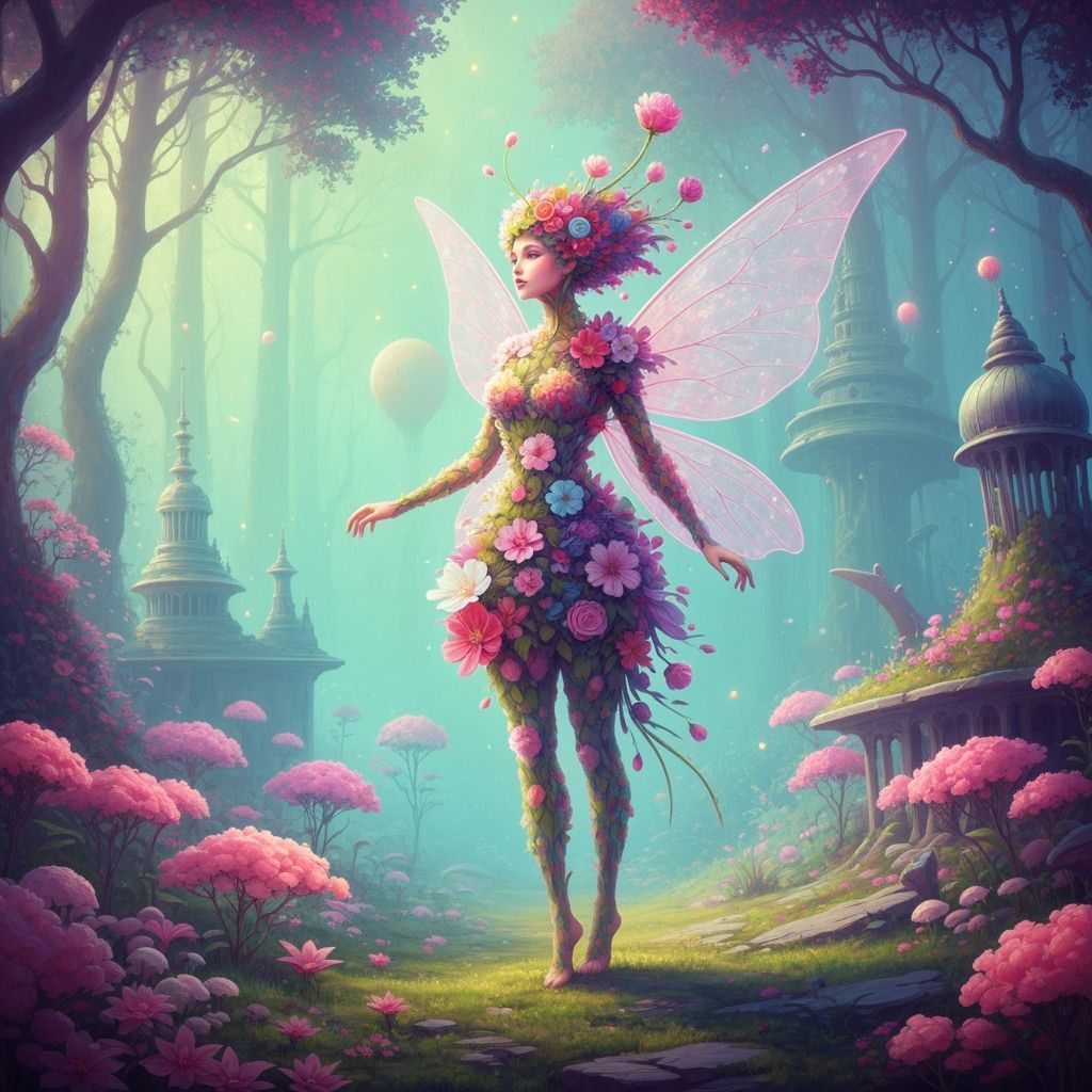 Ethereal Flower Fairy in Surreal Dreamscape