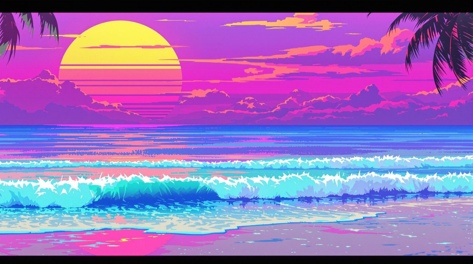 Vaporwave Beach Sunset